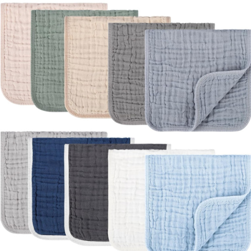 Synrroe 10 Pack Muslin Burp Cloths, 20x10Inch, 10 Mixed Colors, Soft Absorbent Baby Burping Rags