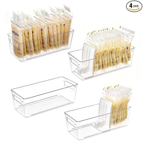 Vtopmart 4 Pack Breast Milk Storage Bags Container with Adjustable Dividers