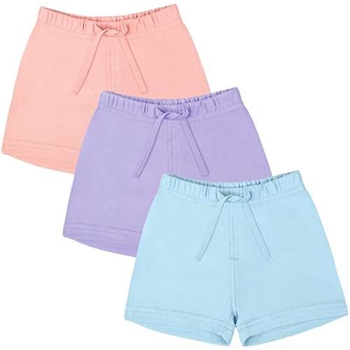 Ruisita 3 Pack Unisex Baby Toddler Cotton Shorts with Drawstring Baby Pull-on Soild Shorts Soft Clothes for Summer Daily