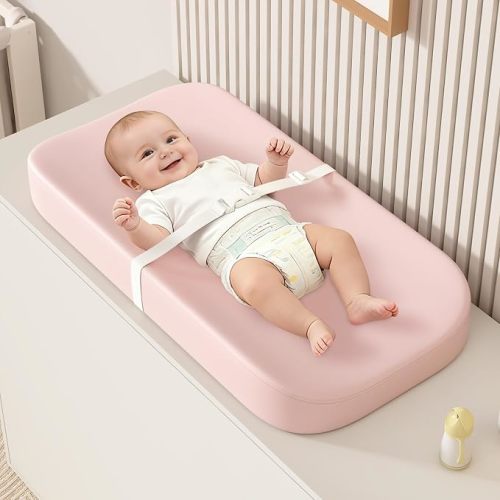 Waterproof Leather Baby Diaper Changing Pad for Dresser and Table, Pink