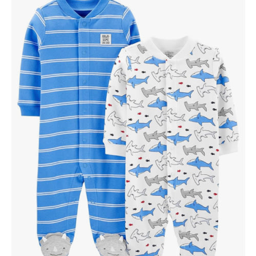 Simple Joys by Carter's baby-boys 2-way Zip Thermal Footed Sleep and Play, Pack of 2