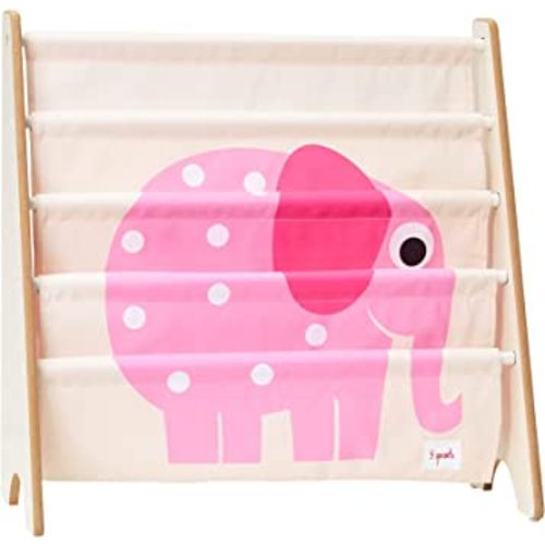 3 Sprouts Kids Book Rack - Space-Saving Bookshelf for Children's Room - Toddler Bookcase Organizer, Book Shelf Ages 3+, Elephant