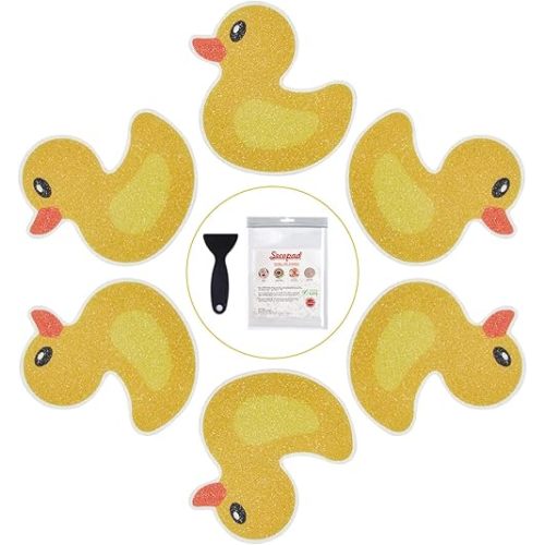 Non Slip Bathtub Stickers, Duck Adhesive Kids Anti Slip Decal Treads for Shower and Bath Tub with Premium Scraper, Each About 4.5" x 3.5"