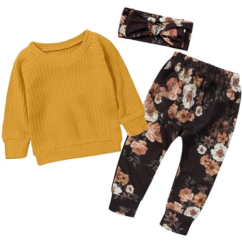 KANGKANG Toddler Baby Girl Clothes Long Sleeve Pullover Sweatshirt Tops Floral Pants Fall Winter Outfits
