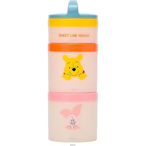 Whiskware Disney Winnie The Pooh Stackable Snack Containers for Kids and Toddlers, 3 Stackable Snack Cups for School and Travel, Sweet Like Honey, Pooh and Friends