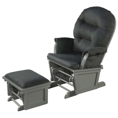 Topbuy Bedroom Nursing Gliding Rocker, Ergonomic Baby Nursery Chair with Ottoman, Light Dark Grey