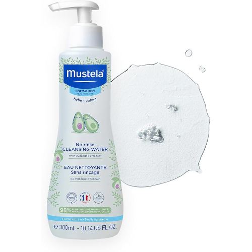 Mustela Baby Cleansing Water - No-Rinse Micellar Water - with Natural Avocado & Aloe Vera - for Baby's Face, Body & Diaper - Various Sizes - 10.14 fl. oz.