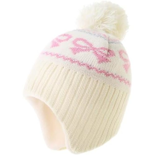 Moon Kitty Baby Girls Earflaps Knit Hats Infant Baby Beanies6-12Months