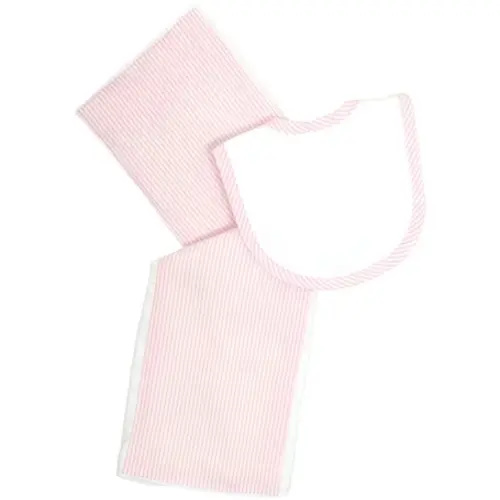 3 Marthas Lamb Drooler Bib & Burp Set - Pink | Berings