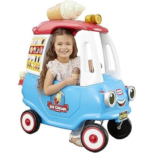 Little Tikes Cozy Ice Cream Truck, Coupe Ride On Car, Kid and Parent Powered, Truck Music, Including Accessories- Gift for Kids, Toy Girls Boys Ages 1.5 to 5 Years Old