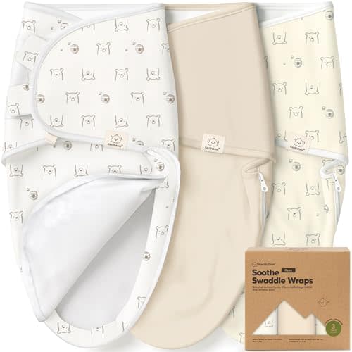 KeaBabies Newborn Swaddles with Zippers, 3pk Baby Swaddle(Bumble Bear,0-3M)