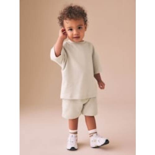 Ecru Textured Short Sleeve T-Shirt and Shorts Set (3mths-7yrs) from Next USA