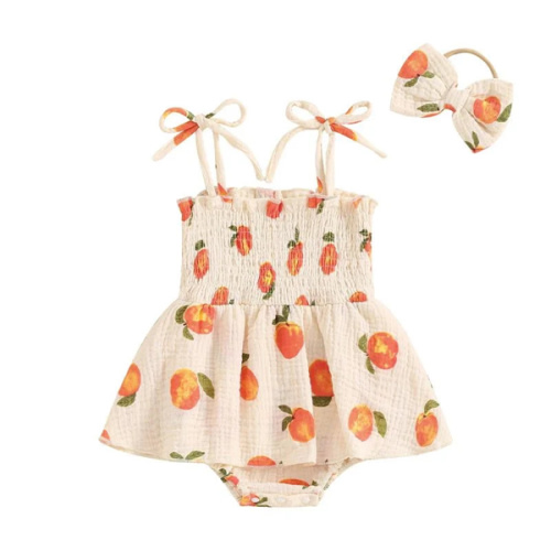 Peachy Keen Onesie Dress & Bow – The Ollie Bee