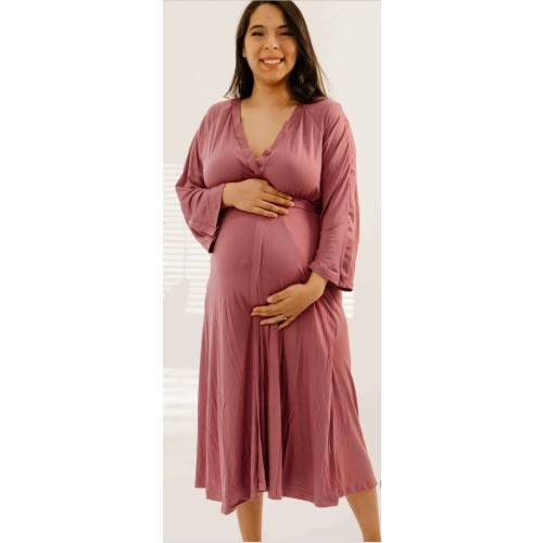 Amelia Labor & Postpartum Gown in Dusty Rose – Lila