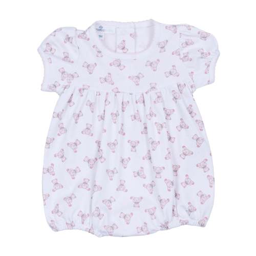 Baby's Teddy Short Sleeve Bubble - Pink