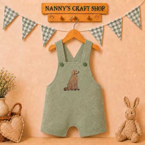 Embroidered Golden retriever Baby Romper, Custom Dog Outfit. Baby gift