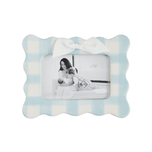 Horizontal Blue Bow Ceramic Frame – 4" x 6" | Mud Pie