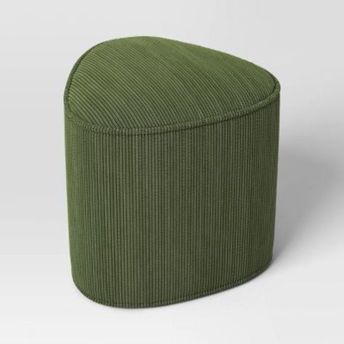 Triangular Shaped Upholstered Corduroy Ottoman Green - Room Essentials™