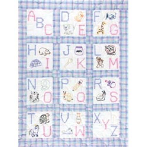 Jack Dempsey 252018 Stamped White Nursery Quilt Blocks 9 in. x 9 in. 12-Pkg-ABC
