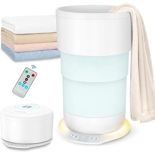 25L Large Towel Warmers for Bathroom, Upgrade Foldable Towel Warmer Bucket with Time Setting and Ambient Lighting, Auto Shut Off, Fits Up to Two 40"X70" Oversized Towels, Bathrobes, Blanket Warmer