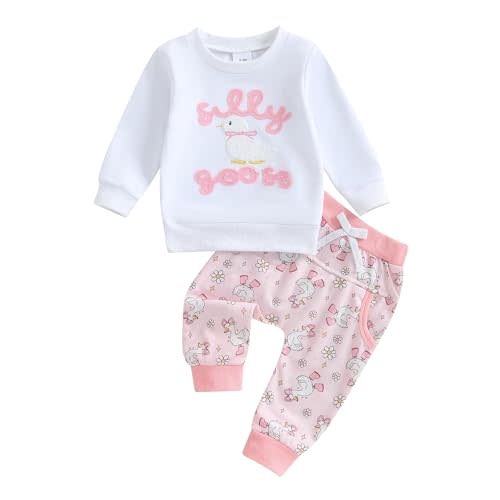 Toddler Baby Girl Fall Outfit Infant Goose Print Sweatshirt Tops and Jogger Pants 6 12 18 24M 2T Girl Clothes