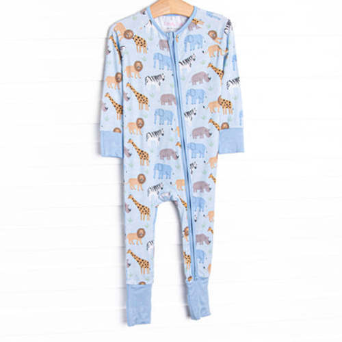 Safari Summer Bamboo Zippy Pajama, Blue – Stitchy Fish