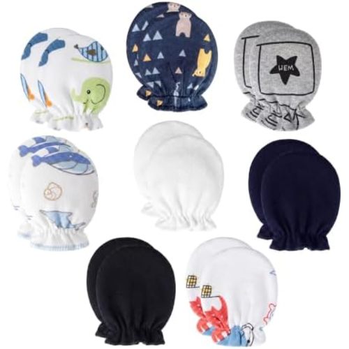 8 Pairs Newborn Baby Mittens No Scratch Infant Baby Cotton Gloves Newborn for 0-6 Months Baby Boys Girls