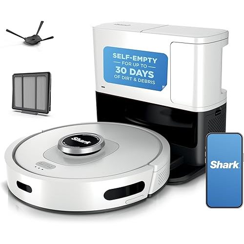 Shark Matrix Clean | Robot Vacuum Cleaner with Powerful Suction for Pet Hair, Rugs, Carpets & Hard Floors | Self-Empty Base | 60-Day Capacity | Voice Control | LiDAR Navigation | White | AV2511AE​