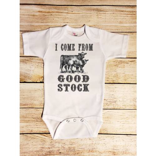 good stock- baby cow shirt - baby clothes - cowboy clothes - baby rancher - cows - cowkid - country baby