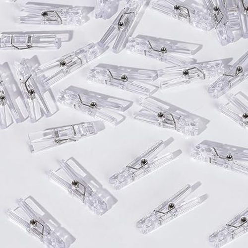 60PCS Clear Clothes Pins for Baby Shower Games Boy Girl, Transparent Acrylic Clothes Pin Bulk, 1.4'' Mini Clothespins for Photos, DIY Crafts, Baby Shower Game Prop/Party Favors/Decorations