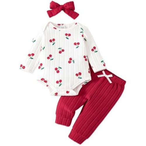 Newborn Infant Baby Girl Clothes Outfits Fall Winter Romper 3PCS Pant Sets