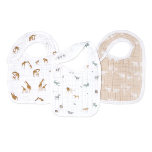 Safari Dreams Organic Cotton Muslin Snap Bibs | aden + anais