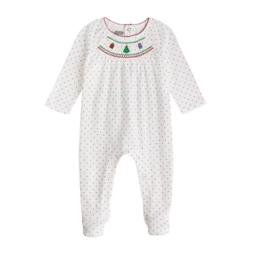 Christmas Smocked Baby Sleeper 3–6 Months | Cotton Smocked Design | Mud Pie