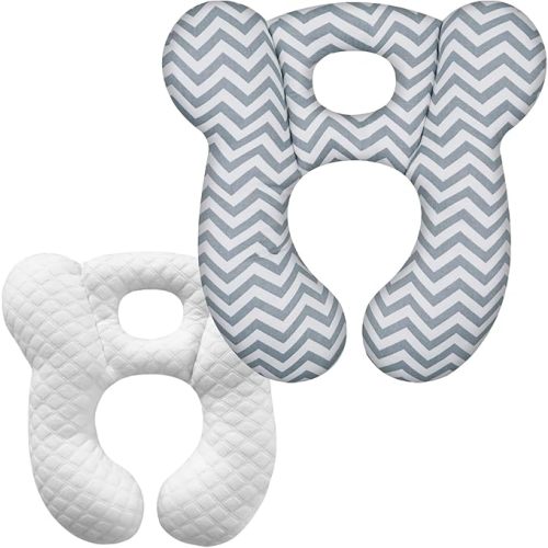 ZHOMA Baby Travel Pillow, Upgrade U-Shape Infant Pillow for Car Seat Pushchair and Stroller, Soft Comfortable Sleep Cushion for Kids Newborn and Toddler -Wave Gray