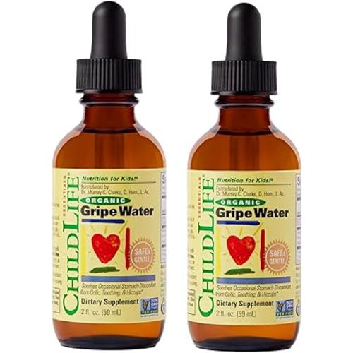 CHILDLIFE ESSENTIALS Organic Gripe Water for Babies - Gripe Water Newborn, Gas Drops for Newborns, Baby Drops for Gas & Colic Relief, Infant Gas Relief with Ginger, Fennel, Dill - 2 Fl Oz (Pack of 2)