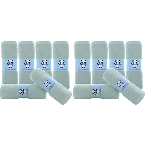 HIPHOP PANDA Baby Washcloths, Rayon Made from Bamboo - 2 Layer Ultra Soft Absorbent Newborn Bath Face Towel - Reusable Baby Wipes for Delicate Skin - Green, 12 Pack