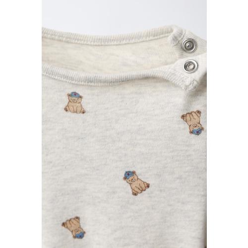 2-PIECE BEAR-PRINT BODYSUIT AND LEGGINGS SET - Gray marl | ZARA United States