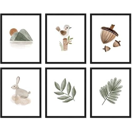 BigWig Prints Boho Woodland Nursery Decor - Forest Nursery Decor, Nursery Wall Decor, Boy Nursery Decor, Woodland Classroom Decor, Woodland Animals Nursery Wall Art - Unframed Set of 6 (8x10)