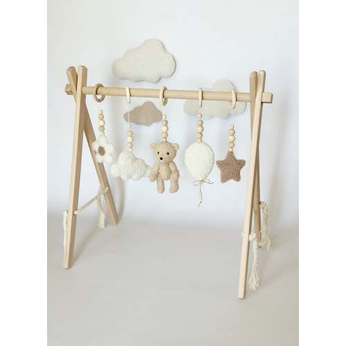 Boucle Baby Play Gym: Bear, Moon & Star Hanging Toys