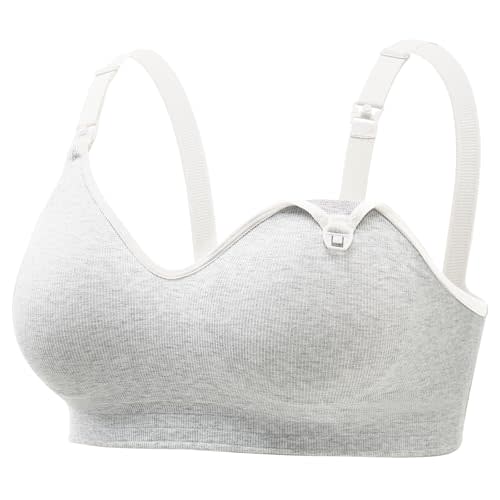 Momcozy Nursing Bras for Breastfeeding, Soft U.S. Cotton Seamless Maternity Bra, Fixed Padding, Wireless Pregnancy