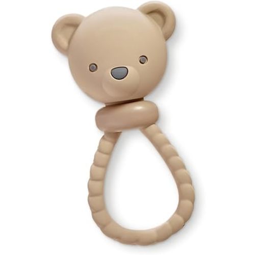 Itzy Ritzy Silicone Rattle Toy, Teething Toy with Soft Jingle Sound (Bear)
