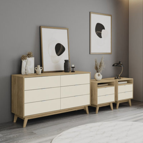 George Oliver Bernando 3-Piece Bedroom Set - 6-Drawer Dresser And Two 2-Drawer Nightstands & Reviews | Wayfair