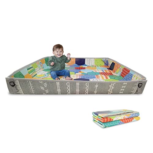 Infantino Foldable Soft Foam Play Mat, 57" Baby Play Mat for Tummy Time & Floor Play, Lightweight, Easy to Store, Wipeable, Multicolor