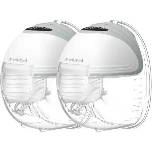 MomMed Wearable Breast Pump (Model S21) – Double Electric Hands-Free Breast Pump, Leak-Proof Design, 3 Modes (Stimulation, Expression, Auto) & 12 Vacuum Levels, Portable and Quiet, Gray, 2Pack