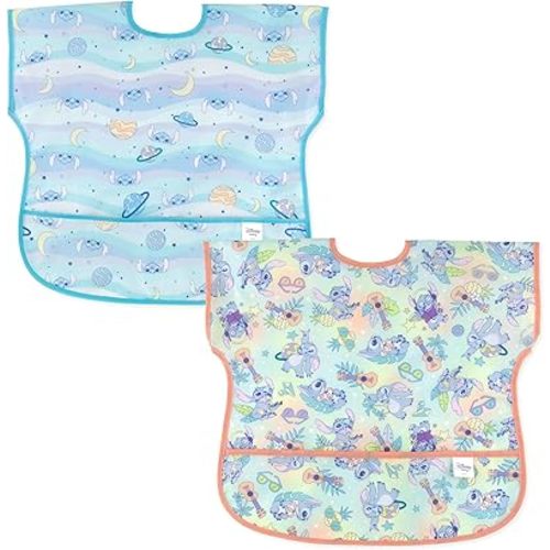 Bumkins Disney Stitch, Junior Bib, Waterproof Fabric, 2-pack