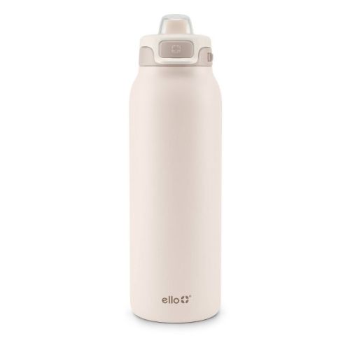 Ello Pop and Fill 32oz Stainless Steel Water Bottle Tonal Cream