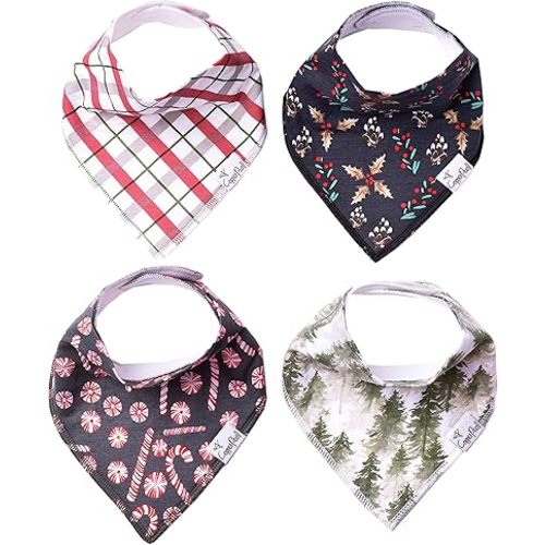 Copper Pearl Baby Bandana Drool Bibs for Drooling and Teething 4 Pack Gift Set Jolly, Soft Set of Cloth Bandana Bibs for Any Baby Girl or Boy, Cute Registry Ideas for Baby Shower Gifts