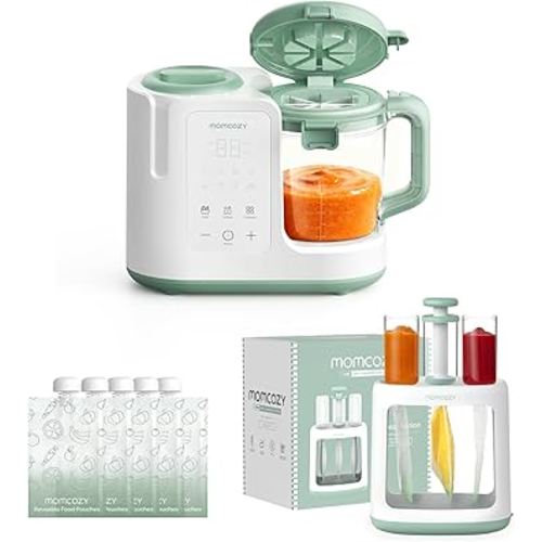 Momcozy Baby Food Maker & Squeeze station - One-Step Auto Steam & Blend Food Processor and Pouch Filler for Homemade Baby Puree