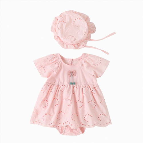 WUANDIXFA Preemie Clothes Girl Baby Girl Clothes Outfits Infant Summer Romper Preemie Newborn Photography with Hat 3-6 Months,Pink