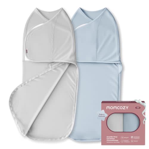 Momcozy Swaddles for Newborns, Quiet Fastener Swaddle Suitable for Infant 0-3 Months, New-Parent-Friendly Sleep Sack, Reduce Startle Reflex, Newborn Boys Girls Registry Essentials, 2-Pack, Drift